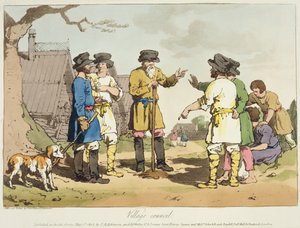 アーティストによってエッチングされた村議会は1803年に公開 作： John Augustus Atkinson